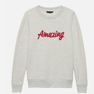 Banana Republic Heather Gray Crewneck with Red Script “Amazing” size XS